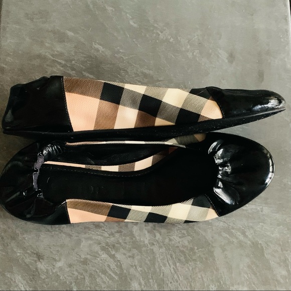 BURBERRY All leather Nova Check/Patent Leather Ballet Flats - Picture 5 of 8